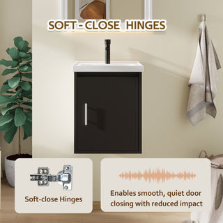 Floating Bathroom Vanity Combo, Wall Mounted Cabinet With Sink & Soft Close Doors For Small Bathrooms