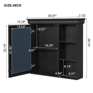 Wall Mounted Bathroom Medicine Cabinet With Mirror And Adjustable Storage With Soft Close Hinges