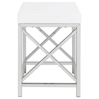Hamlin - Makeup Vanity Table With Lighted Mirror And Padded Stool - White