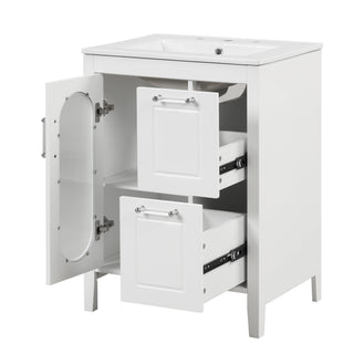 Modern Bathroom Vanity With Sink, Cabinet With 2 Drawers And Door, Adjustable Shelf