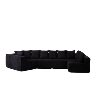 L - Shaped Modular Sofa With Deep Seat And 11 Pillows