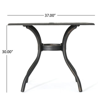 Enchantia - Outdoor Square Dining Table With Weave Tabletop And Flared Legs - Copper