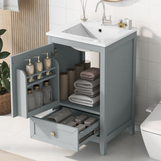 Bathroom Vanity With Sink, Soft Closing Cabinet Door, Storage Rack And Drawer