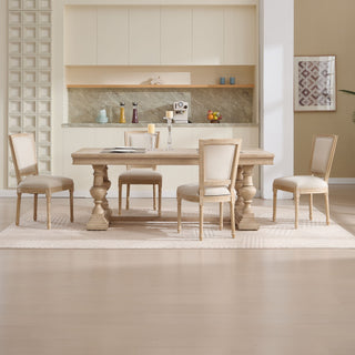 Dining Chairs Upholstered With T - Shaped Back (Set of 2) - Beige