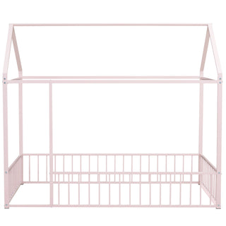 Metal Bed House Bed Frame With Fence