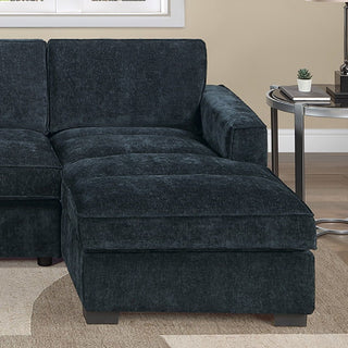 U - Sectional Sofa Upholstered LAF / RAF Chaise With Armless Loveseat And Chairs - Black