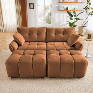 Sofa Set With Ottoman And Pillows, Textured, High Resilience Cushions