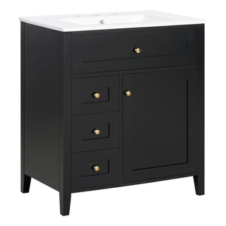 Modern Bathroom Vanity With Sink, 3 Drawers And Adjustable Shelf