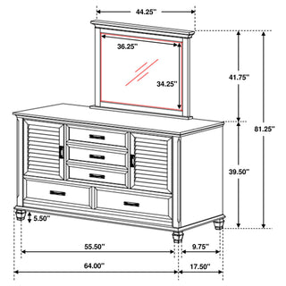 Lockeford - 5 Drawer Dresser With Mirror - White