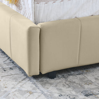 Upholstered Storage Tufted Bed Frame With Backrest And Armrests