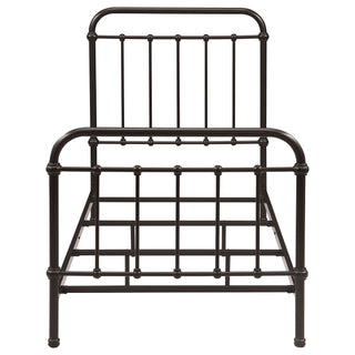 Twin Panel Bed With Ornate Design - Bronze