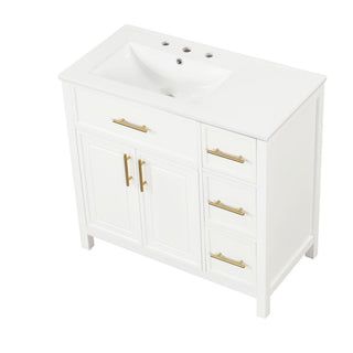 Modern Bathroom Vanity With Sink Top, 2 Doors And 3 Drawers