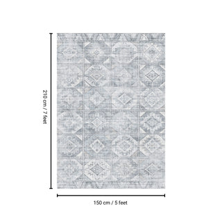 Toucan - 5' X 7' Washable Non - Slip Area Rug - Silver