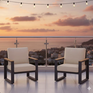 All-Weather Patio Armchairs With Thick Cushions (Set of 2)