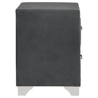 Upholstered 2 Drawer Nightstand With Accents