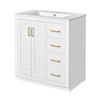 Bathroom Vanity With Sink, Storage Cabinet, Freestanding Set With 3 Drawers & Soft Closing Doors