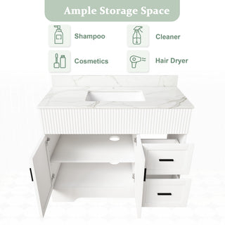 Bathroom Vanity Set, Fluted Cabinet, Soft Close Doors & Drawers - White