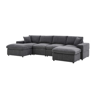 Upholstered Symmetrical Modular Sectional With 6 Seating