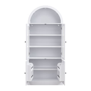 Tall Arched Top Storage Cabinet With 5 Tier Shelves, Soft Close Hinges