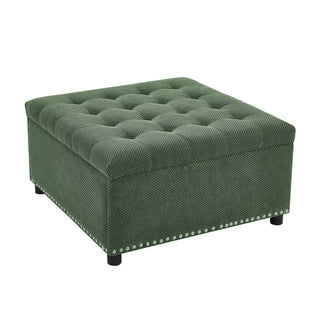 Square Tufted Storage Ottoman With Nailhead Trim