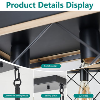 Chandelier Pendant Light For Dining Room Kitchen, 5 Light Fixture With Adjustable Height