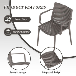 4 Modern Stackable Armchair Matched With Long Table