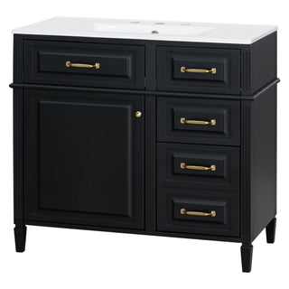 Modern Bathroom Vanity With Sink Top, Flip Drawer Design