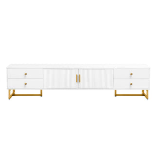 TV Media Console Table, TV Stand With Storage For Living Room - White