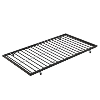 Modern Metal Bunk Bed With Side Ladders And Guardrail