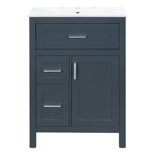 Modern Bathroom Vanity With Sink, Flip Drawer & 2 Drawers, Soft Close Hinges, Adjustable Shelf