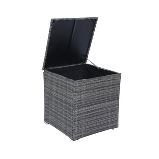 8 Piece Patio Sectional Wicker Rattan Outdoor Furniture Sof Set With One Storage Box Under Seat And Cushion Box - Gray / Black