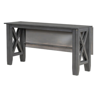 Foldable Dining Set For 6 With 4 Chairs And Bench, Space Saving Design - Gray