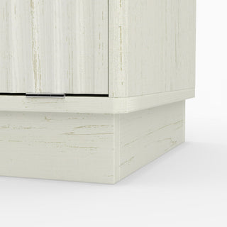 Tall Narrow Fluted Storage Cabinet With Trash Bin Compartment For Kitchen (Trash Can Not Included)