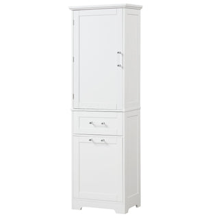Tall Freestanding Bathroom Storage Cabinet With Adjustable Shelf And 2 Drawers