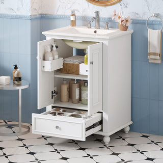 Modern Bathroom Vanity With Sink, Cabinet With Drawer And Dividers, Rectangular Storage Unit