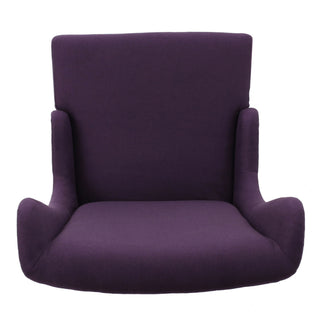 Fabric Dining Chair With High Back And Birch Wood Legs - Plum