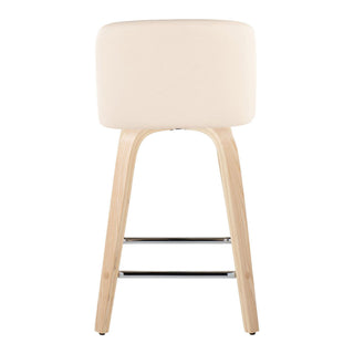 Toriano - Contemporary Fixed Height Counter Stool With Swivel With Square Footrest (Set of 2)