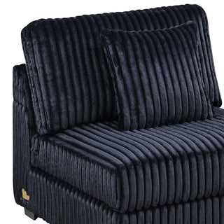 Armless Chair With Pillow, Living Room Furniture, Soft Upholstered - Black