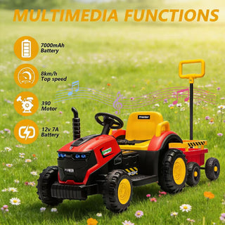 Kids Electric Ride On Tractor With Trailer