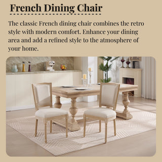 Dining Chairs Upholstered With T - Shaped Back (Set of 2) - Beige