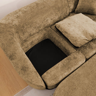 3 Seater Sofa With Built In Pet Bed Nook, Curved Design And 2 Throw Pillows
