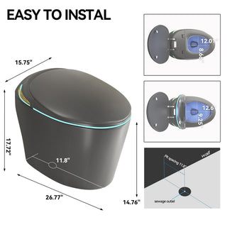 Unique Smart Toile With Built In Bidet, Auto Open / Close Seat, Foot Sensor, LED Display, Night Light, Warm Water & Dryer Ceramic
