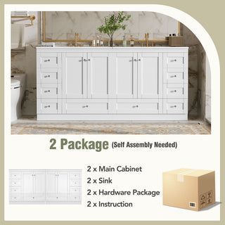 Shaker Free Standing Bathroom Vanity Cabinet & Sink, Soft Close Drawers, Soft Close Doors