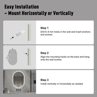 Smart Wall Mounted LED Touch Screen Mirror With Anti-Fog Function And Adjustable Lighting