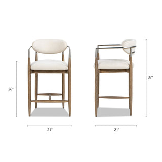 Artemis - Mixed Material Upholstered Counter Stool - Warm White