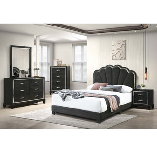 Bed With Floral Design Headboard And Built In LED Lighting