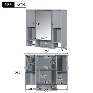 Wall Mounted Bathroom Storage Cabinet With Mirror, Medicine Cabinet With Towel Bar