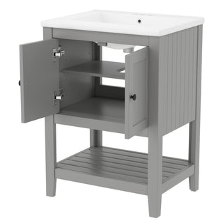 Modern Bathroom Vanity With Sink And Open Shelf