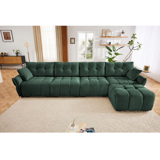 Sofa Set With Ottoman And Pillows, Textured, High Resilience Cushions