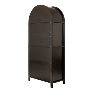 Arched Kitchen Pantry Cabinet With Adjustable Shelves & Barn Door Design